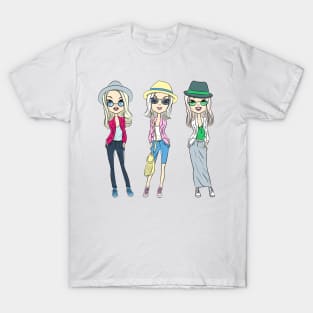 Fashion hipster girls in hats T-Shirt